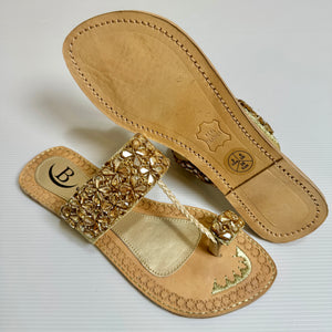 Elegant Womens Mirror Sandals Indian/ Punjabi Jutti / Chappal / Slip on Flat Wedding shoes/ Party/ Mendi/ Shoes / Sandals Footwear B15