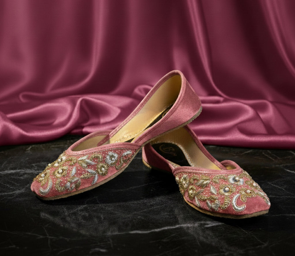 Bisma Luxury Handmade Khussa Mojri Indian Punjabi Jutti, Wedding Party Style (B34)