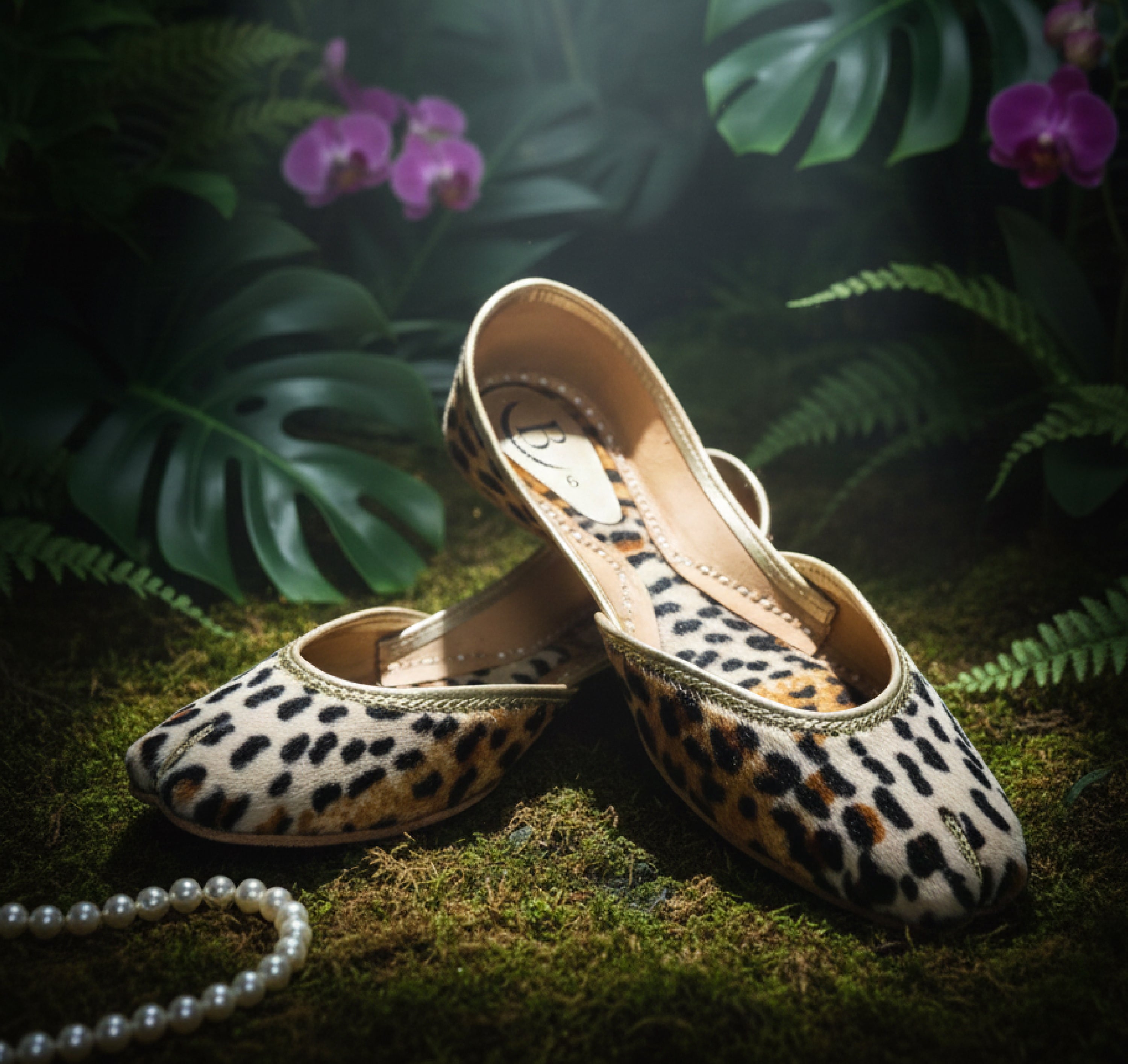 Bisma Luxury Handmade Khussa / Mojri – Cheetah Print Leather Flat (B31) | Wedding & Party Wear Punjabi Jutti