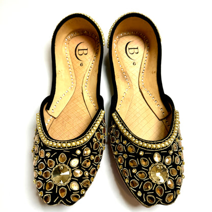 Bisma Handmade Khussa Mojri Indian Punjabi Jutti, Wedding Party Style Kundan(B28)