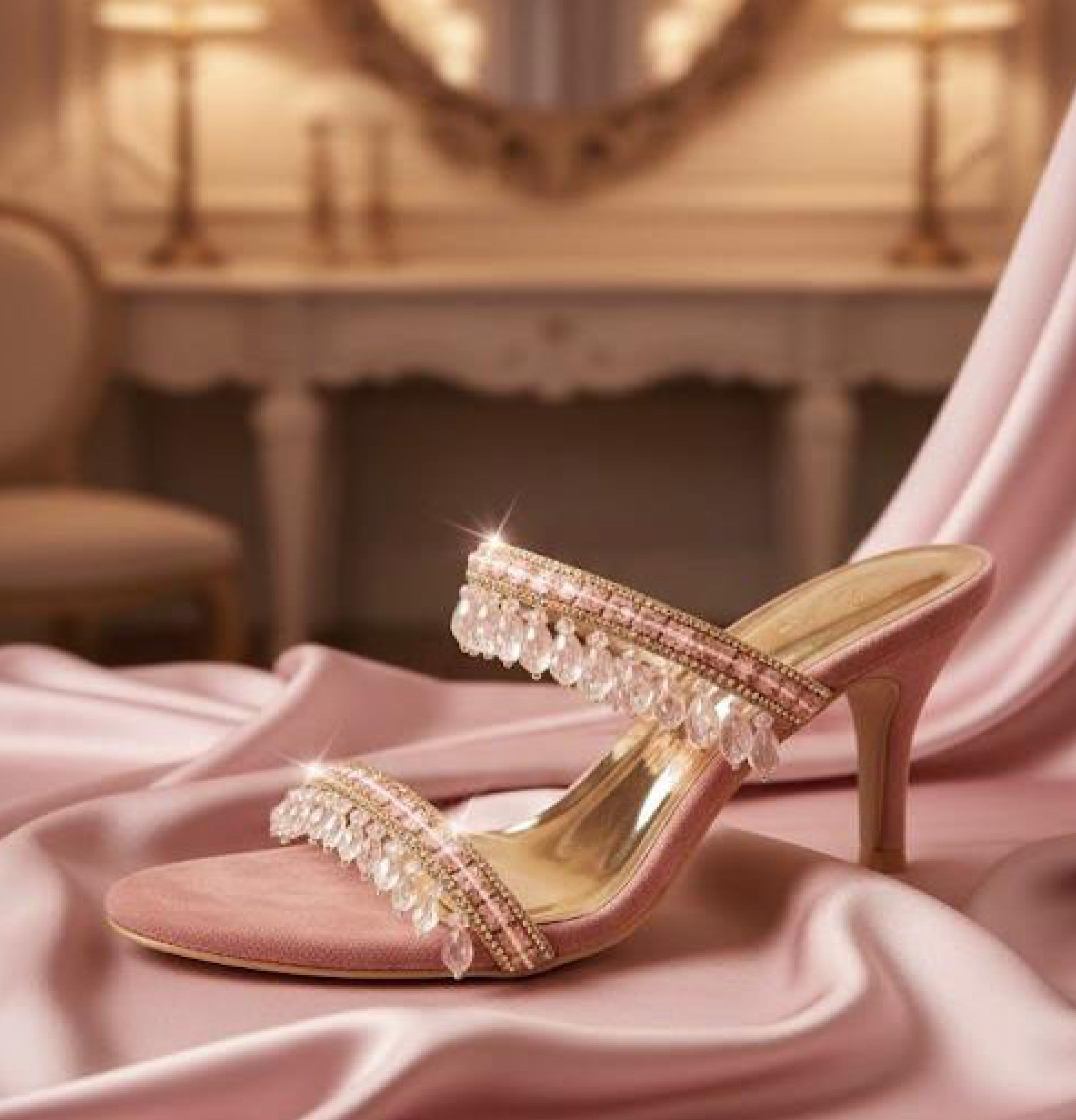 Bisma Masterpiece – Diamanté & Pearl Party Sandals✨ (B49)