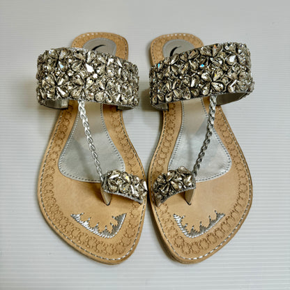 Bisma handmade embroidery toe post leather summer party wedding sandals Kohinoor Royale (B15)