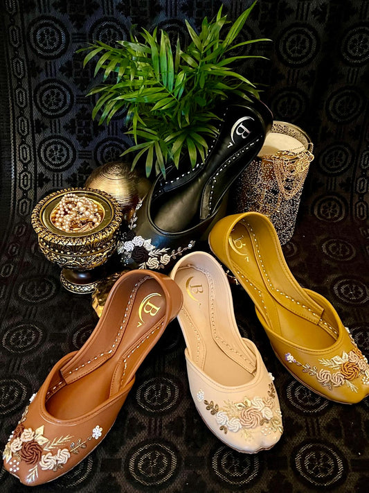 Bisma Handmade Khussa Mojri Indian Punjabi Jutti, Wedding Party Style Saanwri (B3)
