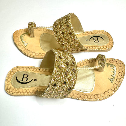 Bisma handmade embroidery toe post leather summer party wedding sandals Sitara (B22)