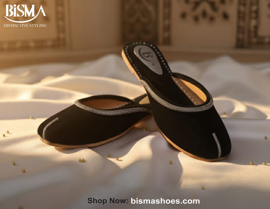 Bisma Handcrafted Leather Khussa with Delicate Diamanté Detailing