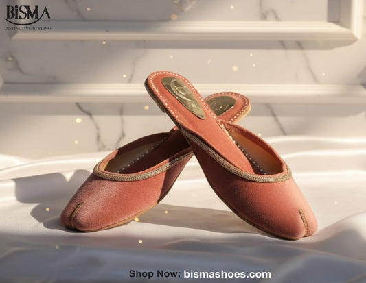 Bisma Handcrafted Leather Khussa with Delicate Diamanté Detailing