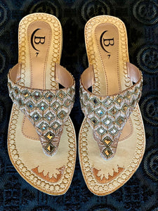 Hand embroidery with mirror stones Indian/ Punjabi Jutti / Chappal / Slip on Flat Wedding shoes/ Party/ Mendi/ Shoes / Sandals Footwear B14