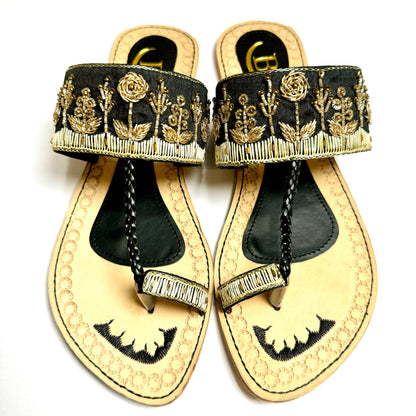 Bisma handmade embroidery toe post leather summer party wedding sandals Gulistan Sandals (B26)