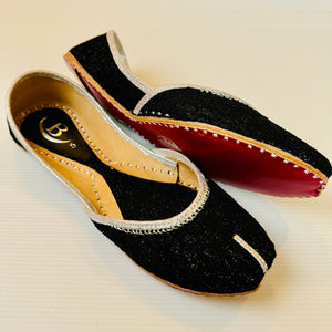 Traditional womens Handcrafted Simple Glitter Effect Indian/ Punjabi Jutti / Khussa / Mojri Flat Wedding/ Party/ Mendi/ Shoes Footwear B9