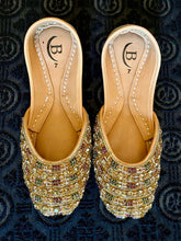 Load image into Gallery viewer, Traditional womens Handcrafted multi Beaded Indian/ Punjabi Jutti / Khussa / Mojri Flat Wedding/ Party/ Mendi/ Shoes Footwear B7
