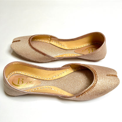 Bisma Handmade Khussa Mojri Indian Punjabi Jutti, Wedding Party Style Glitter Leather Mojri (B21)
