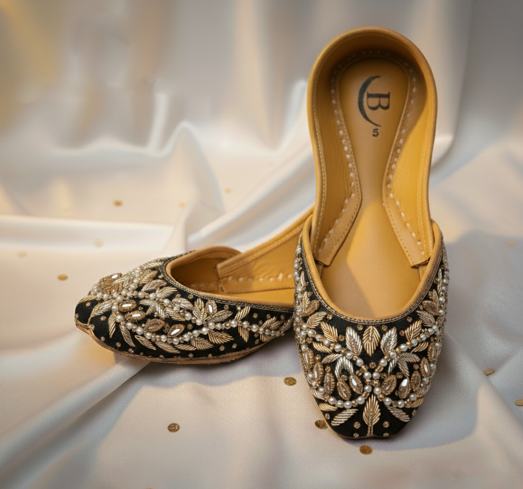 Bisma Handmade Khussa Mojri Indian Punjabi Jutti, Wedding Party Style Rang Mahal (B5)