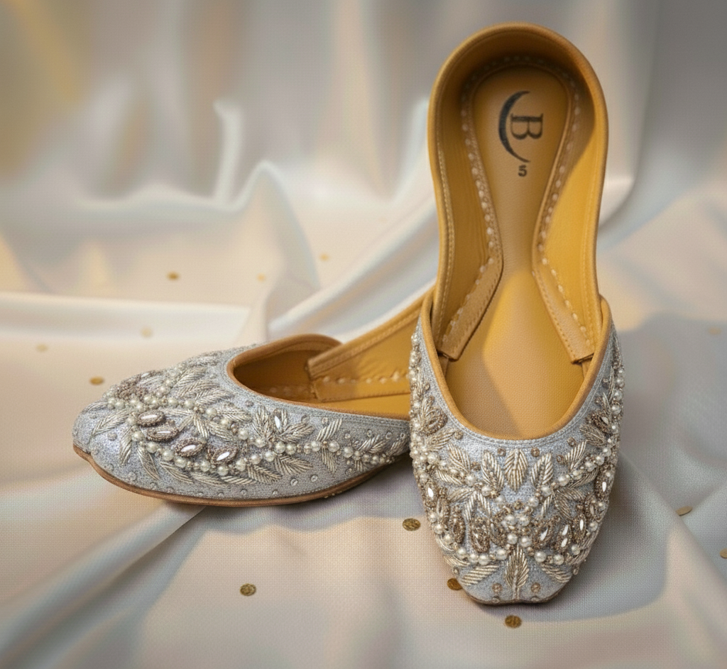 Bisma Handmade Khussa Mojri Indian Punjabi Jutti, Wedding Party Style Rang Mahal (B5)