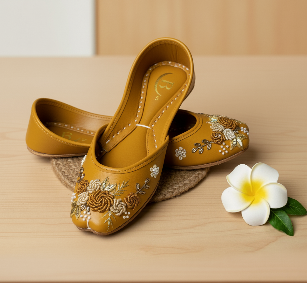 Bisma Handmade Khussa Mojri Indian Punjabi Jutti, Wedding Party Style Saanwri (B3)