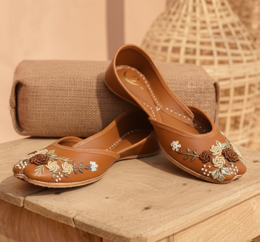 Bisma Handmade Khussa Mojri Indian Punjabi Jutti, Wedding Party Style Saanwri (B3)