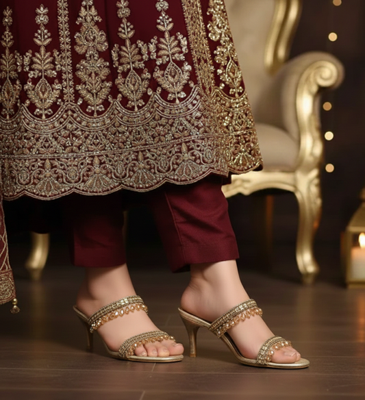 Bisma Masterpiece – Diamanté & Pearl Party Sandals✨ (B49)