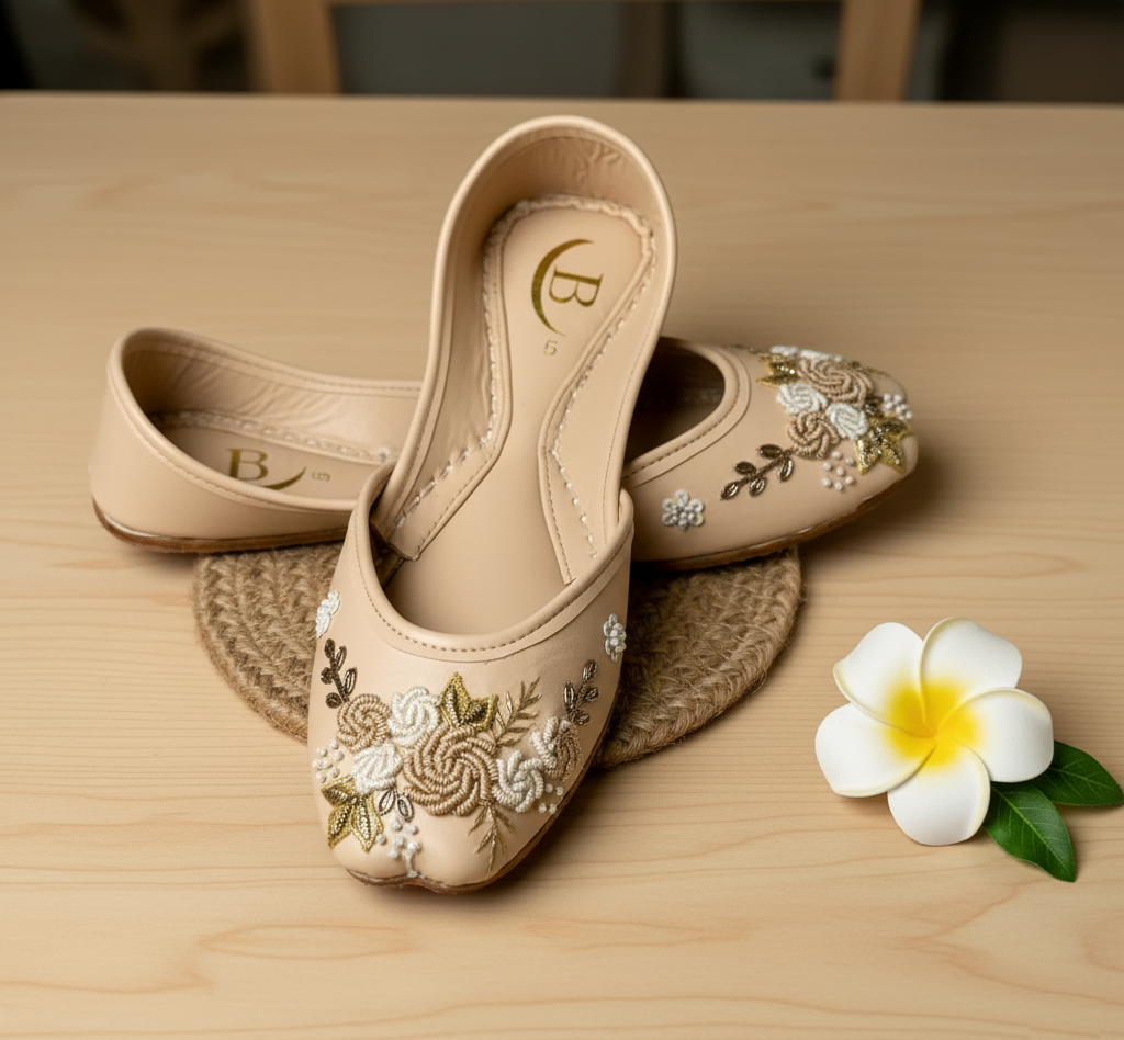 Bisma Handmade Khussa Mojri Indian Punjabi Jutti, Wedding Party Style Saanwri (B3)