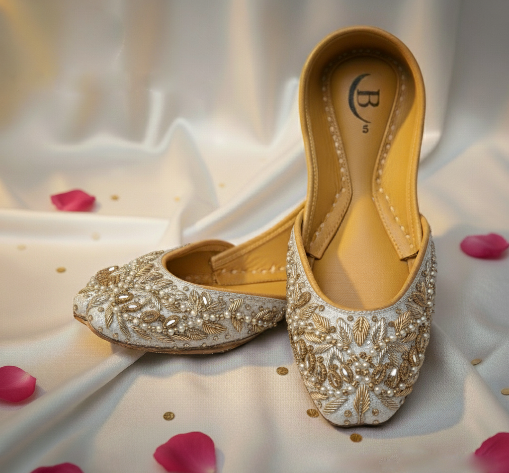 Bisma Handmade Khussa Mojri Indian Punjabi Jutti, Wedding Party Style Rang Mahal (B5)