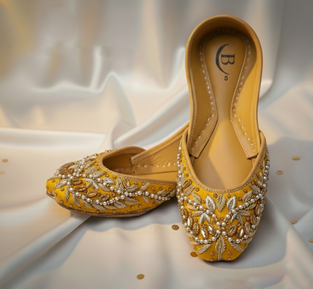 Bisma Handmade Khussa Mojri Indian Punjabi Jutti, Wedding Party Style Rang Mahal (B5)