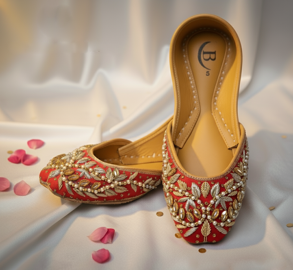 Bisma Handmade Khussa Mojri Indian Punjabi Jutti, Wedding Party Style Rang Mahal (B5)