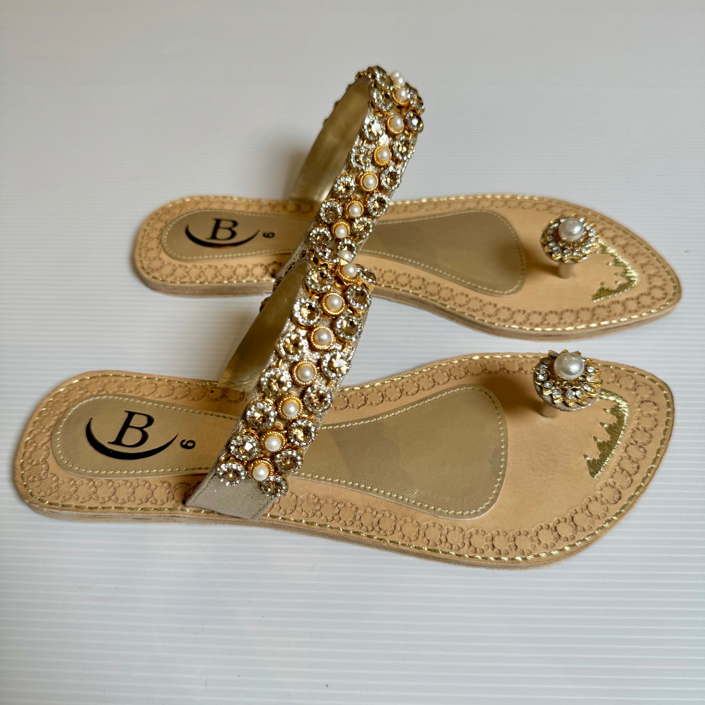 Bisma handmade embroidery toe post leather summer party wedding sandals Dilruba (B13)