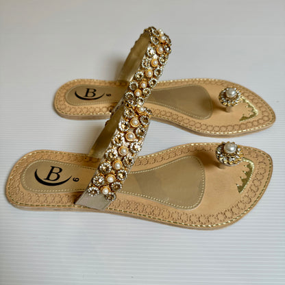 Bisma handmade embroidery toe post leather summer party wedding sandals Dilruba (B13)