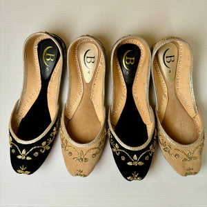 Traditional womens Handcrafted Suede Nubuck embroidered Indian/ Punjabi Jutti / Khussa / Mojri Flat Wedding/ Party/ Mendi/ Shoes Footwear B2