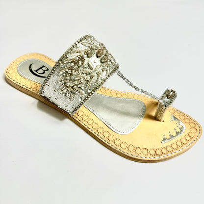 Bisma handmade embroidery toe post leather summer party wedding sandals Rang Mahaal  (B18)
