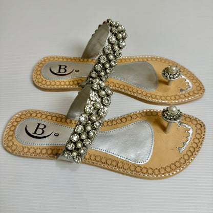 Bisma handmade embroidery toe post leather summer party wedding sandals Dilruba (B13)