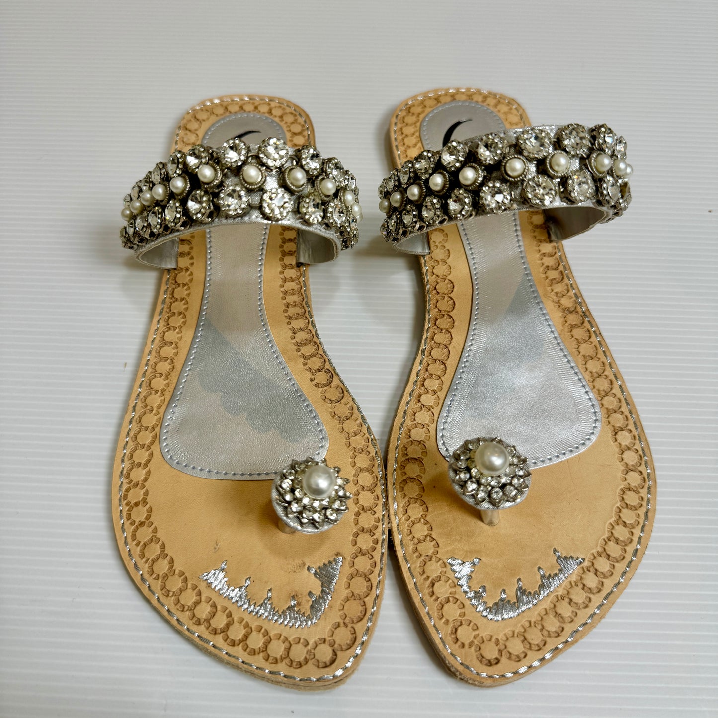 Bisma handmade embroidery toe post leather summer party wedding sandals Dilruba (B13)
