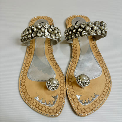 Bisma handmade embroidery toe post leather summer party wedding sandals Dilruba (B13)