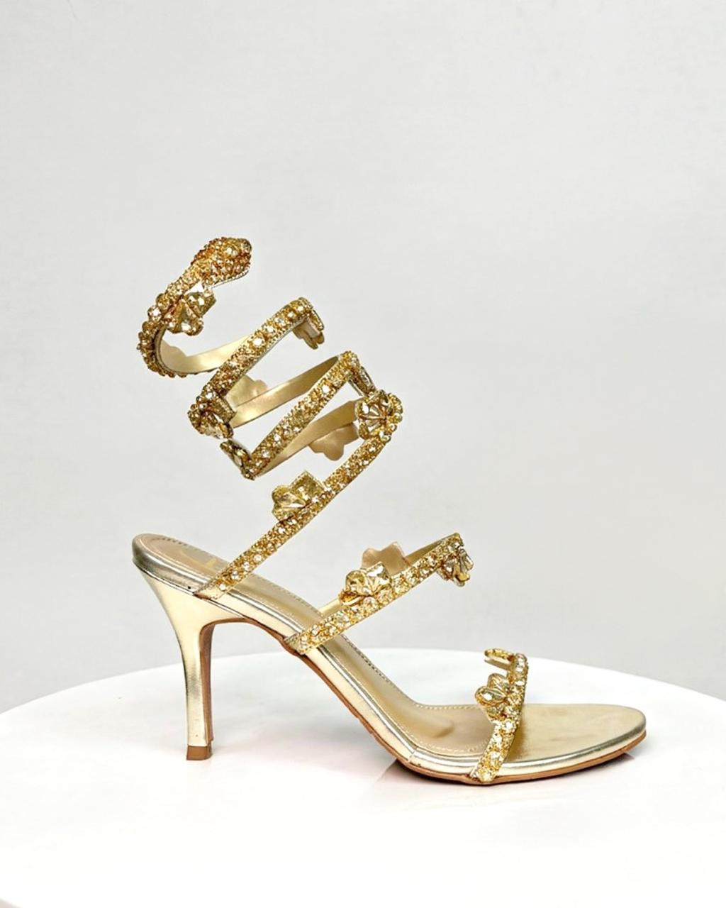 Katrina Snake Diamanté Spiral Heels – 4 Inch Luxury Party Sandal