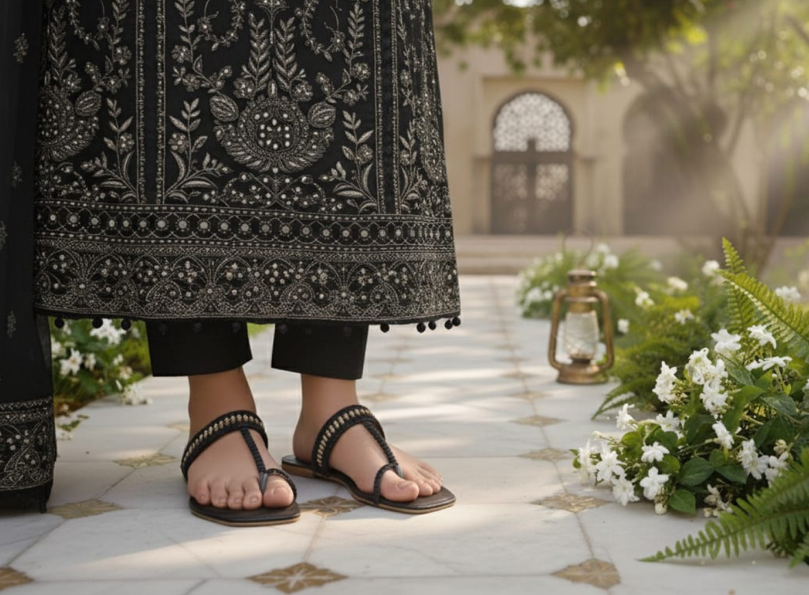 Handcrafted sandals that blend comfort and timeless elegance. Braided detailing with a hint of shimmer for a sophisticated touch. Perfect for everyday or festive wear.(B71)