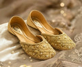 Bisma Handmade Suede Khussa Mojri – Indian Punjabi Jutti with Zari Embroidery (B4)